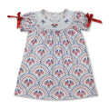Short sleeves flag bow embroidery girls 4th of july dresses