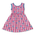 Hot pink plaid floral sleeveless kids girls dresses